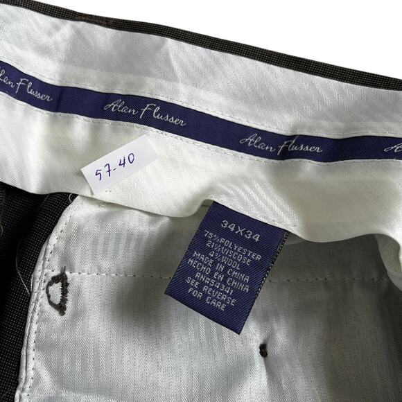 Alan Fusser Brown Wool Blend Dress Pants Men Size 34x34 | 57-40 - Picture 6 of 11